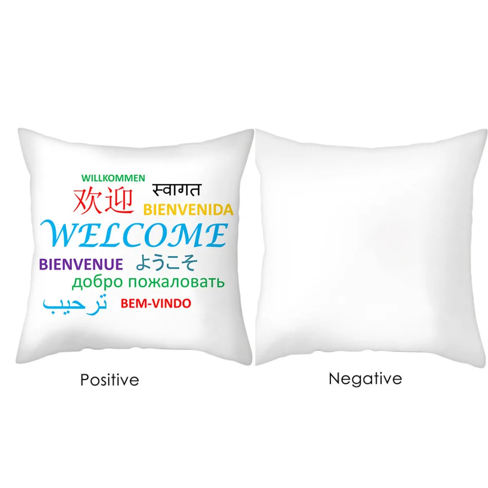 

Nanacoba 45*45 Pillow Cases Home Decor Letter Chinese Words Printed Cushion Cover Decorative Bed Sofa White Throw Pillowcover