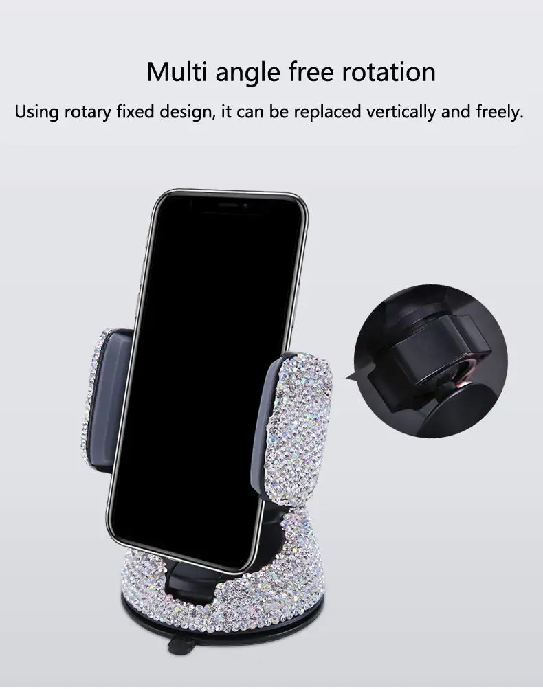 Универсальный автомобильный держатель для телефона со стразами на