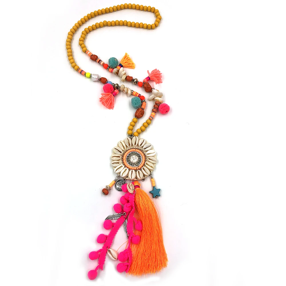 Новинка 2020 весеннее богемное хлопковое ожерелье с кисточками разноцветные