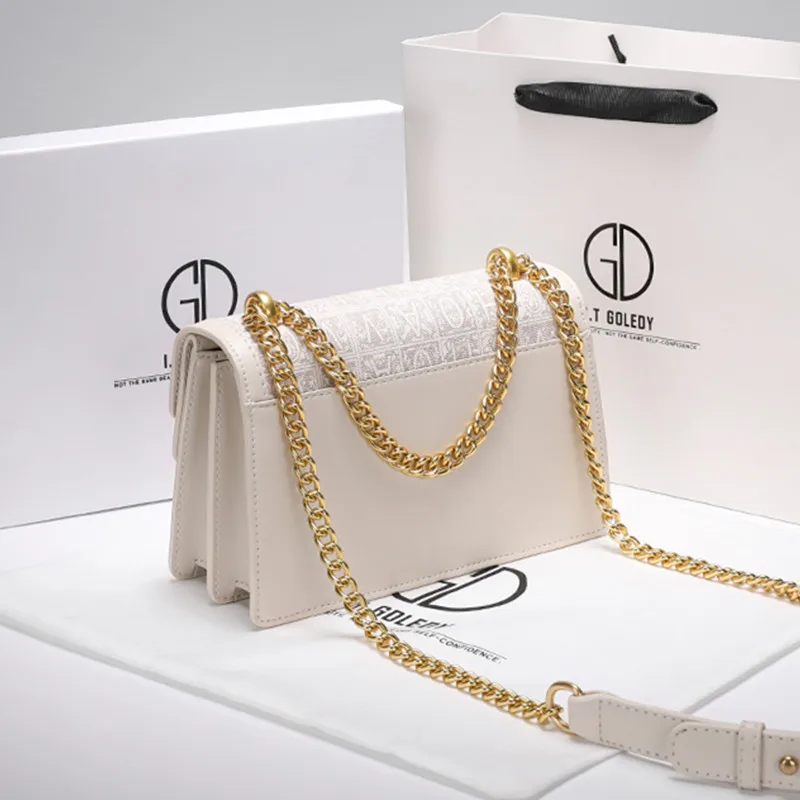 

2021 New Fashion Famous Luxury Brand Ladies High Quality Leather Retro Printing Chain Flap Bag All-match Crossbody Shoulder Bag