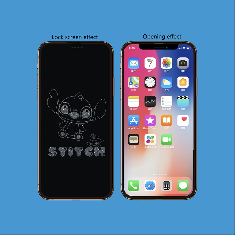 Премиум чехол для телефона для IPhone 11 11Pro 11 Pro Max скрытый узор против отпечатков пальцев закаленное стекло экран - Цвет: Stich
