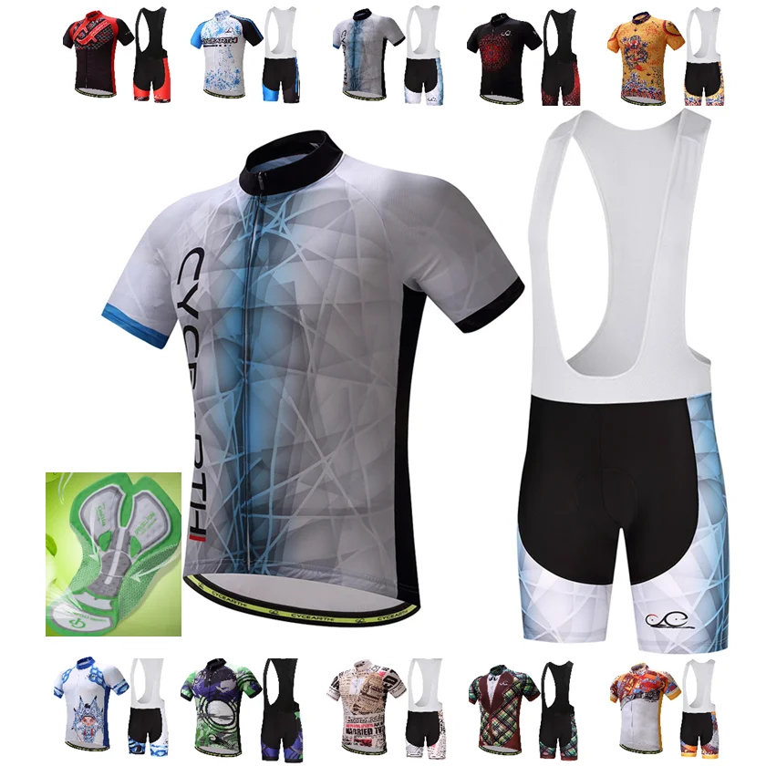 

CYCEARTH Men's Cycling Jersey Cycling Clothing Summer Short Sleeve Set New Team Racing MTB Road Bike Shirt Bib Shorts Kit
