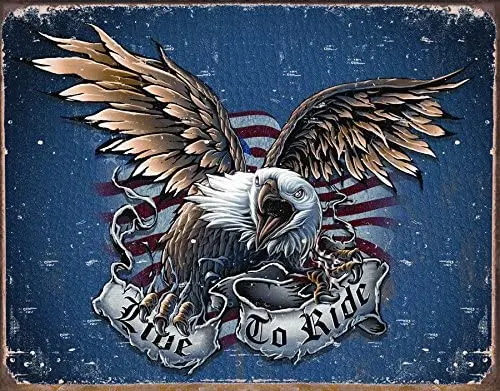 

Live To Ride - Eagle Classic Old Fashioned Vintage Advertising Metal Tin Sign
