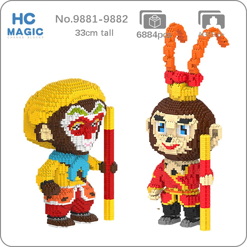 

HC Animal Journey To The West Monkey King Sun Super Hero 3D Model Building Blocks Set DIY Mini Diamond Bricks Toy for Boys Gifts