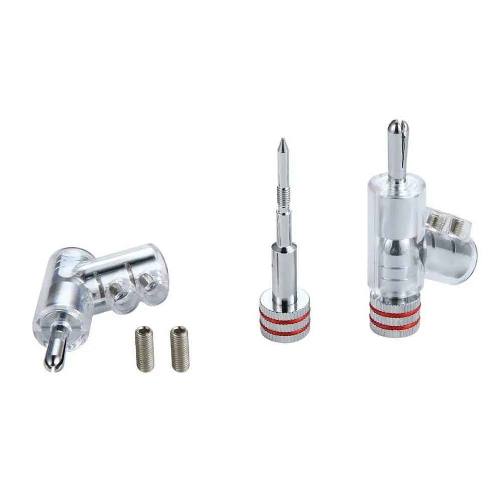 VB202R Hi-End Rhodium Plated Closed Screw Lock Speaker Cable Banana Plug Connector For DIY Speaker Wire Audio/Video Receiver