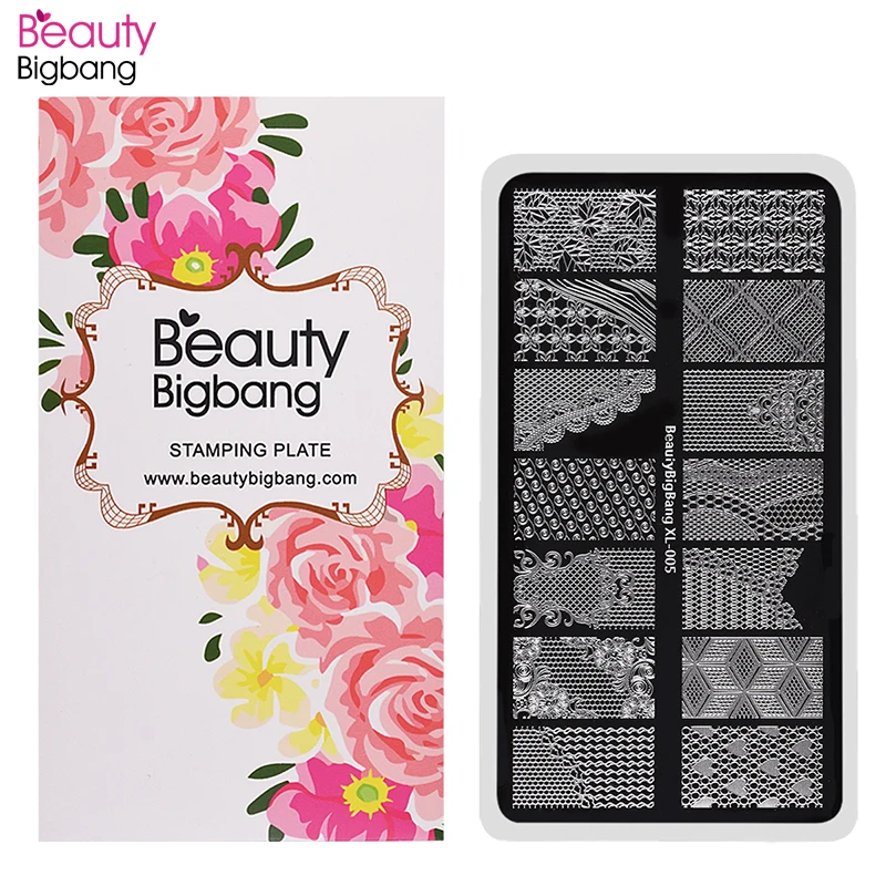 Beautybigbang стемпельная пластина для стемпинга нейл арта цветочный кружевной дизайн