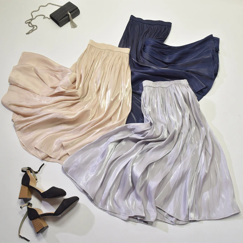 

Autumn Long Skirt Fashion Brand Top Quality Pleated Pink High Waist Women Skirts White Faldas Saias Jupe