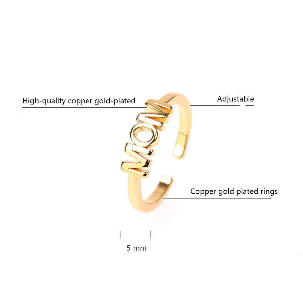 

Yoiumit Nice Rings With Letter "MOM" Mother's Birthday Present Very Warm Gift For Mommy Gold Plated Ring