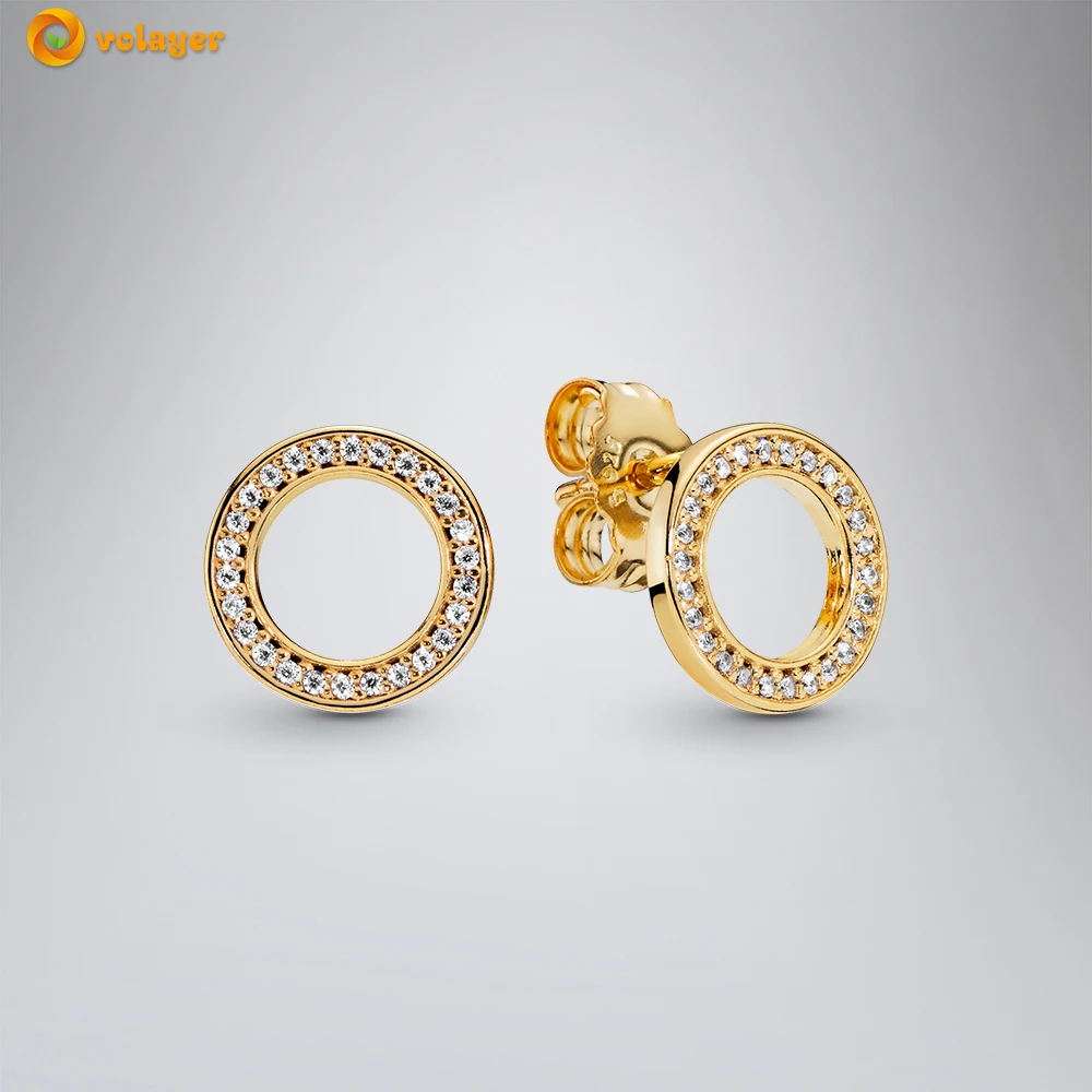 

Volayer 925 Sterling Silver Stud Earring Sparkling Circle Stud Earrings Cubic Zirconia Stud Earrings Women Earrings Girl Earring