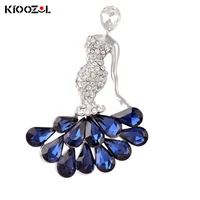 kioozol mermaid elk style blue rhinestone solid brooch for women animal style vintage jewelry accessories 046 ko3