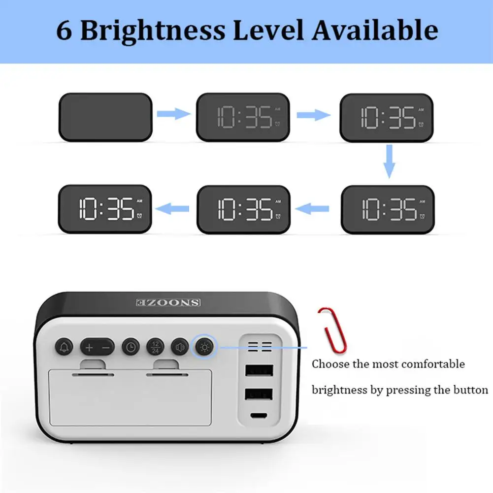 Большой дисплей будильник с календарем для дома офиса путешествий настольные
