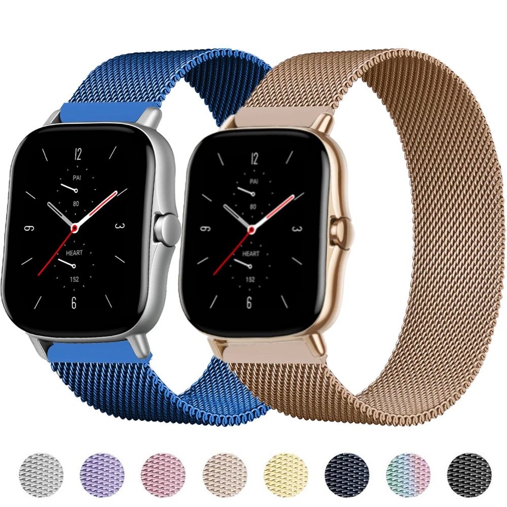 

Ремешок для часов amazfit gtr 2/GTS/2e Mini/GTR 42/47 мм/Galaxy watch 46 мм, нержавеющая сталь, браслет Amazfit bip