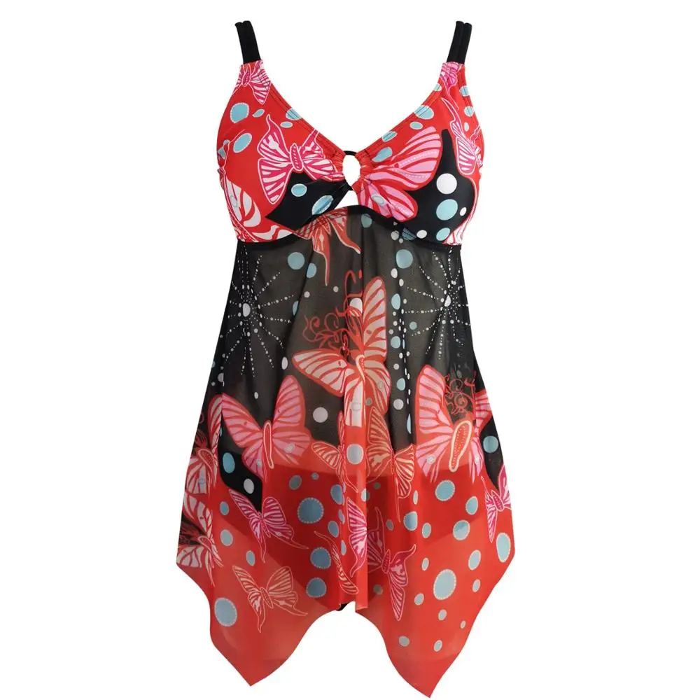 Купальник Танкини в горошек размера плюс Женский винтажный купальник Цельный