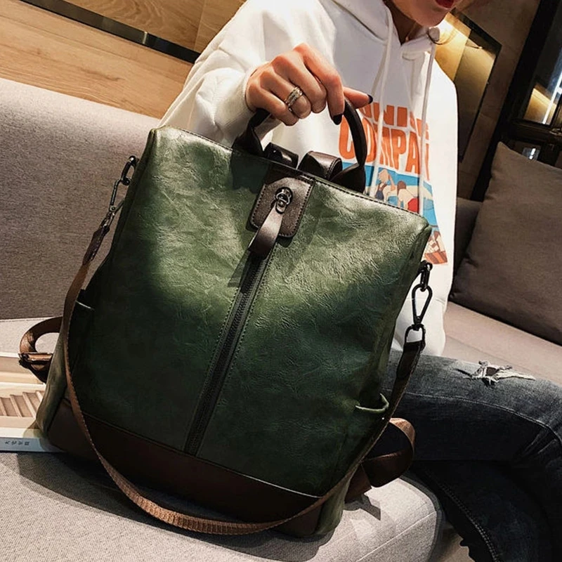 Винтажный рюкзак для женщин мягкий вместительный дорожный ранец с защитой от