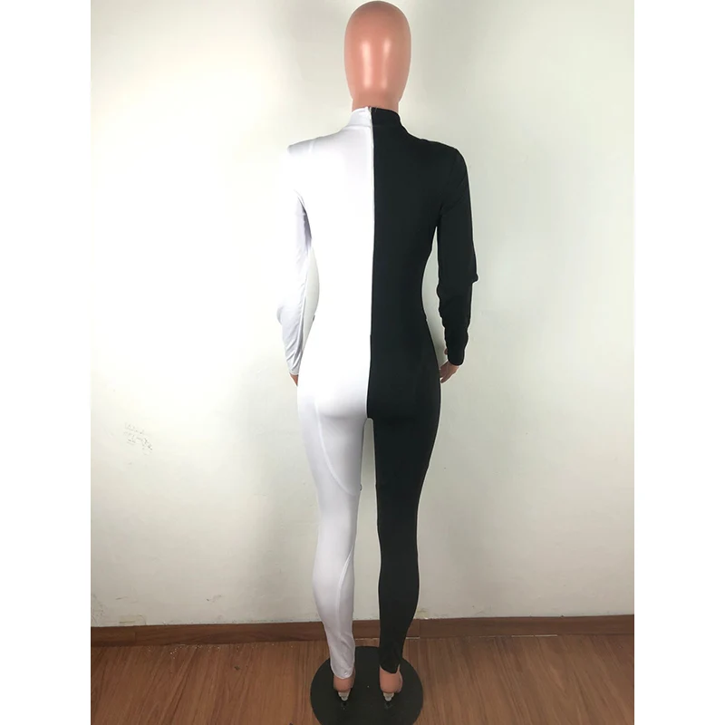 

Casual Women Color Patchwork Jumpsuit Sportwear Bodysuit Rompers Womens Jumpsuit Women Summer 2020 Black White Plus Size XXL