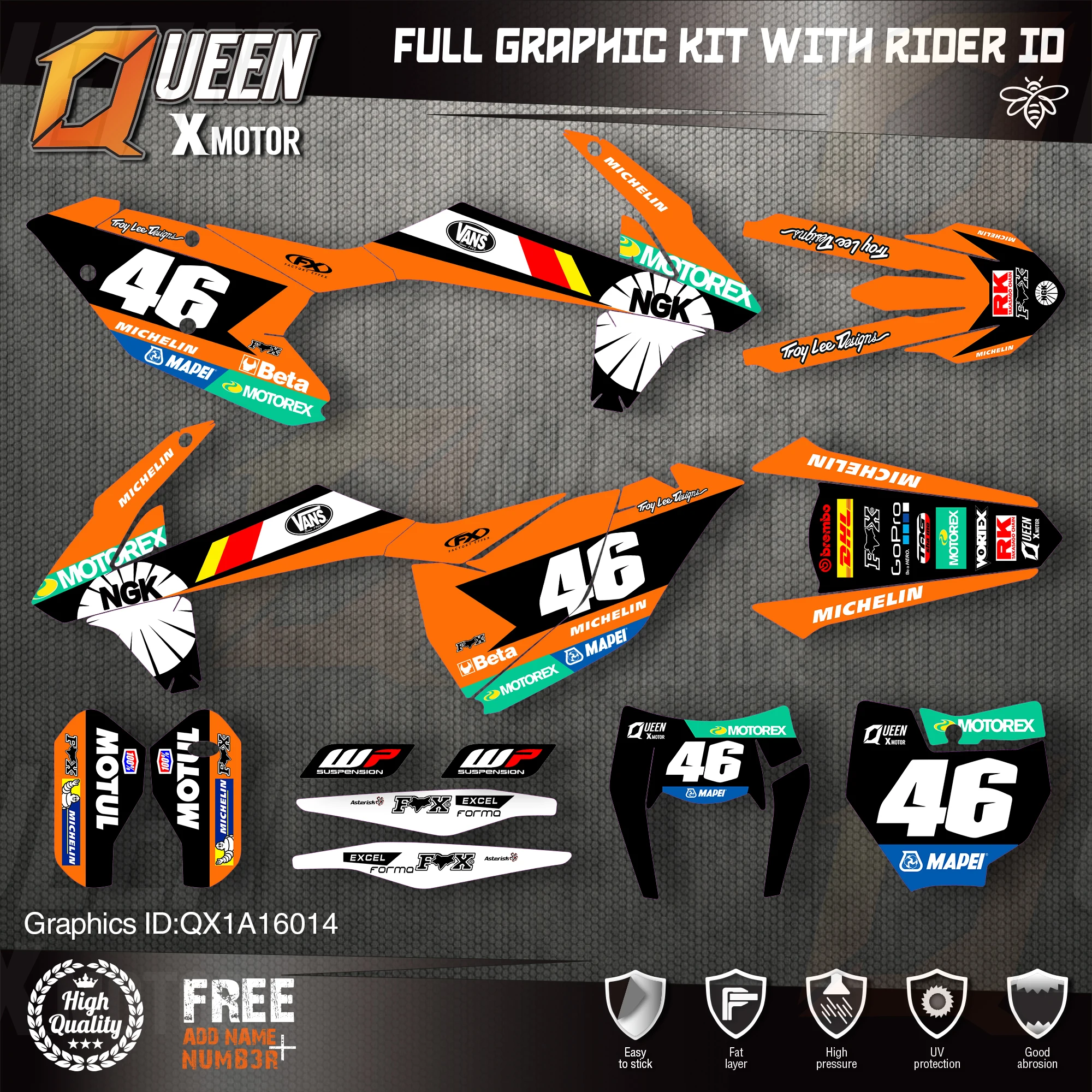 Графические наклейки QUEEN X MOTOR Custom Team Набор наклеек 3M для KTM 2016 2017 2018 SX SXF 2019 EXC XC W