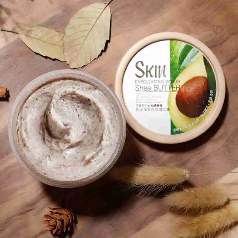

Shea Butter Exfoliating Scrub Cream Face Body Deep Pores Avocado Smooth Treatment Cleansing Wash Peach Acne Face Whitening K5M3