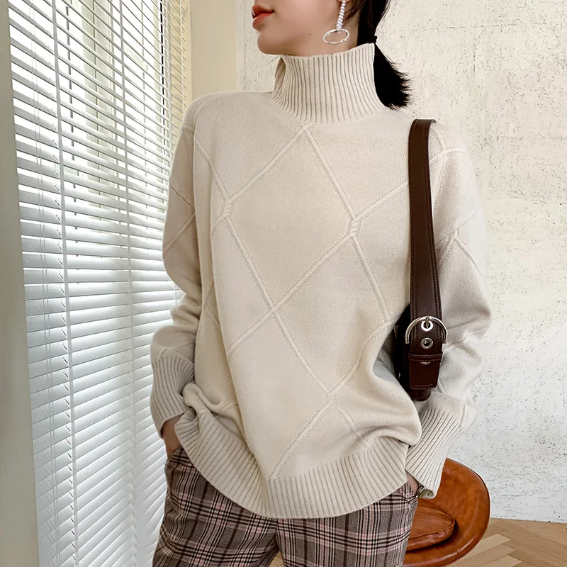 

adishree 2021 woman winter 100% Cashmere sweaters and autumn knitted Pullovers High Quality Warm Female thickening Turtleneck