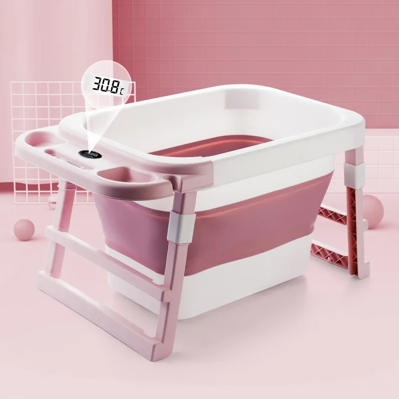 

Kids Portable Bathtub Shower Blue Plastic Folding Portable Bathtubs Newborn Bath Tub Poscina Infantil Bathroom Products EH60PB