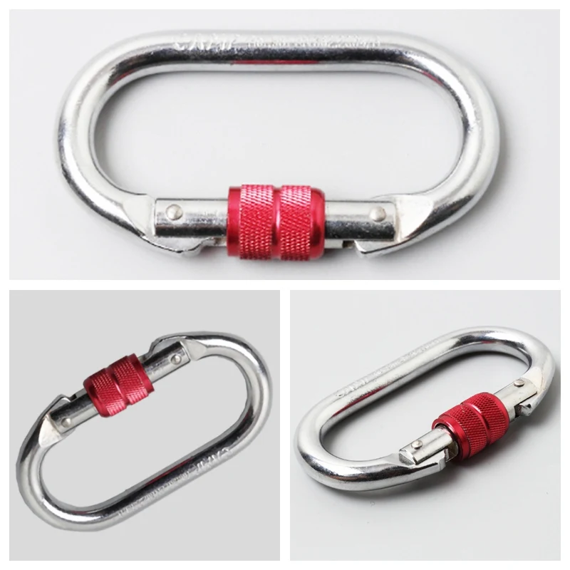 

25KN Stainless Steel Outdoor Safety Buckle O-shaped Rappelling Rock Climbing Survival Security Locking Carabiner Buckle Tool
