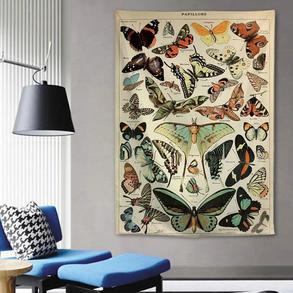 

1pc Butterfly Cognition Illustrated Book Wall Cloth Wall Art Illustrated Decor Art Cloth Art Background Vintage Wall Tapest W4R1