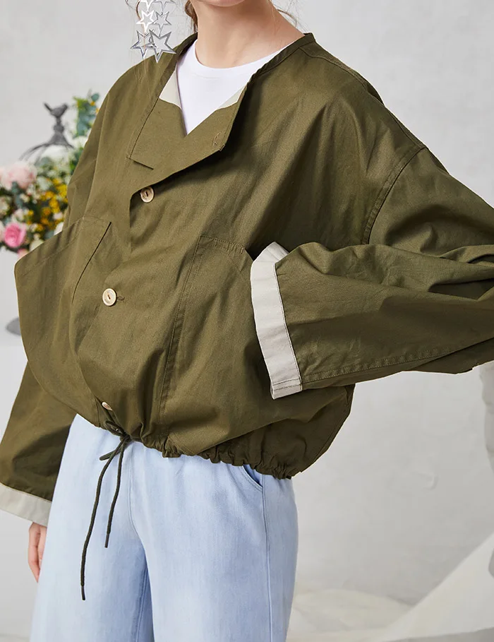 

Jacket Beetle Women Green Loose Jacket Womens Jacket
