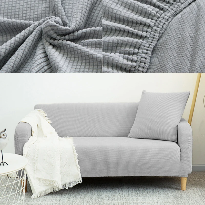 

Thick Sofa Protector Jacquard Solid Printed Sofa Covers for Living Room Couch Cover Corner Sofa Slipcover L Shape Light Grey