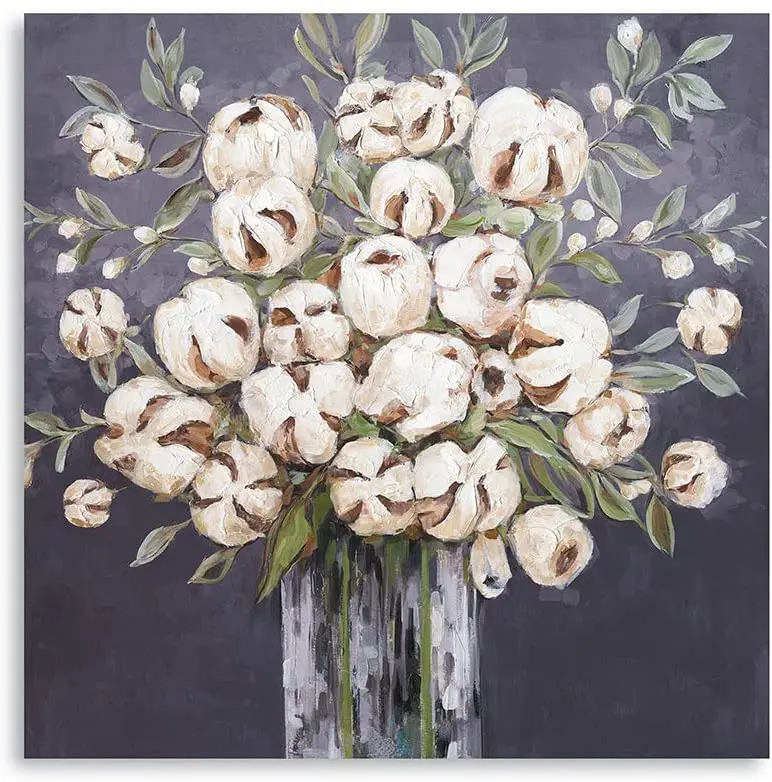 

100% Hand Painted Oil 3D Canvas Wall Art Botanical Large White Flower Floral Paintings No Framed Kitchen Bedroom Living Room