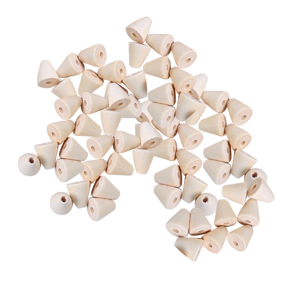 

Lot 50Pcs Unfinished Wood Spacer Loose Beads Wooden Charm DIY Jewelry Crafts