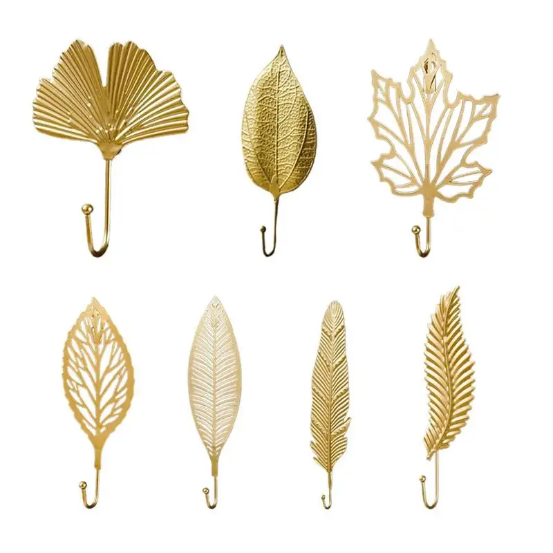 

Leaves Shaped Metal wall Decorative hooks No Punching Wall coat rack home accessories keyholder for kitchen bathroom