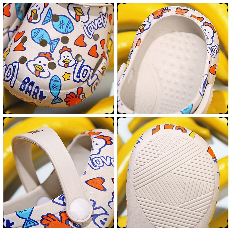 Мюли детские с мультяшным рисунком Нескользящие сандалии для сада и пляжа тапки