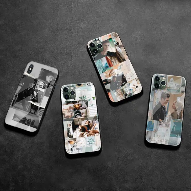 

CUTEWANAN After Movie Black TPU Soft Phone Case Tempered Glass For iPhone 11 Pro XR XS MAX 8 X 7 6S 6 Plus SE 2020 case