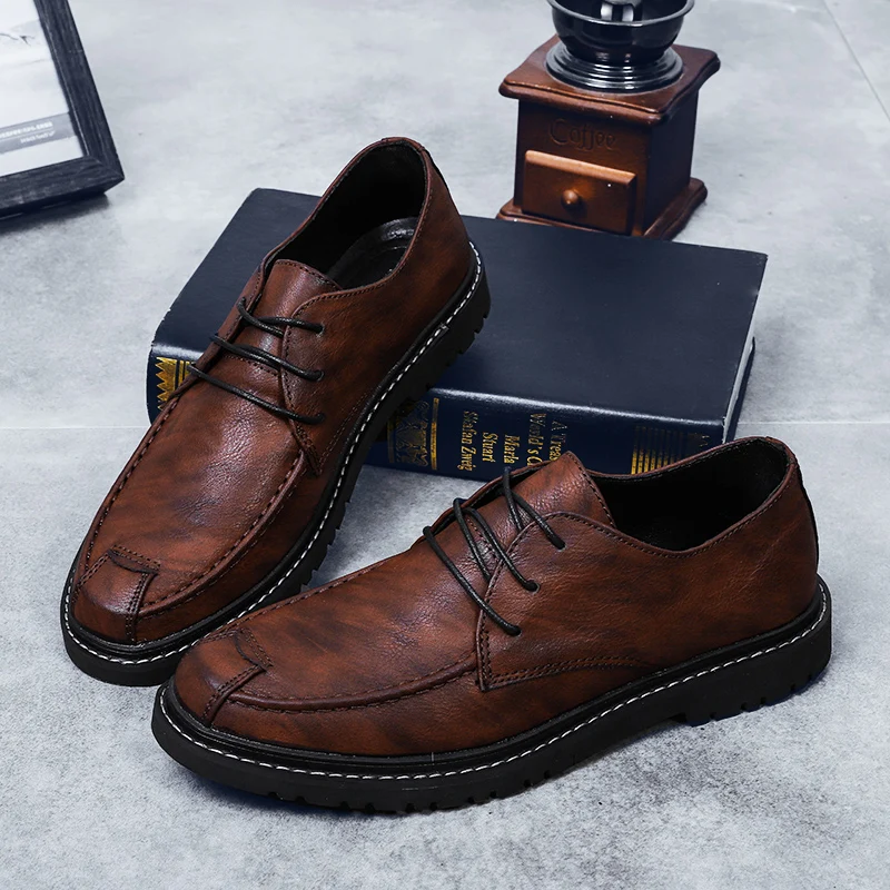 

Мужские кожаные туфли на шнуровке, Классические деловые и офисные туфли-оксфорды, удобная повседневная обувь в британском стиле