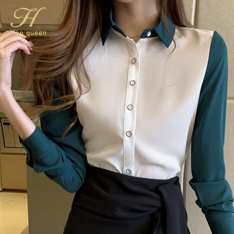 Блузка женская шифоновая с длинным рукавом базовая Повседневная рубашка в