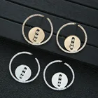 Hibride, трендовые круглые серьги-гвоздики для женщин, Свадебная вечеринка, фианит, CZ, Дубай, свадебные серьги, женские E-1018