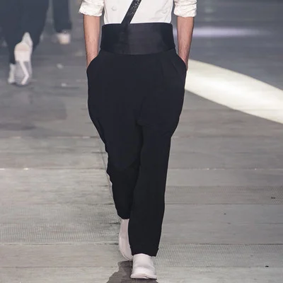 

Повседневные свободные мужские весенние модные однотонные брюки-султанки
