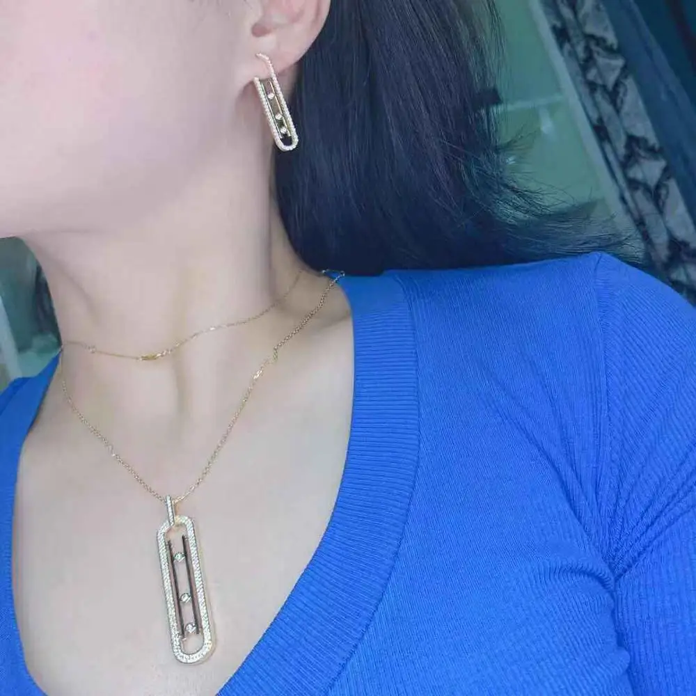 HIBRIDE Роскошные геометрические звенья штабелируемые ожерелья серьги красивые