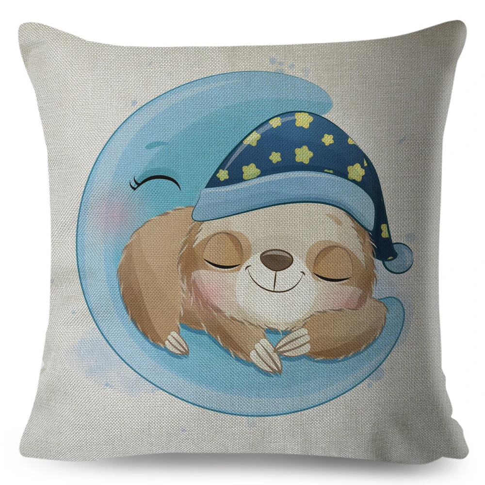 

Super Cute Cartoon Sloth Cow Pillow Case Decor Lovely Animal Print Pillowcase for Children Room Sofa Home 45x45cm Cushion Cover
