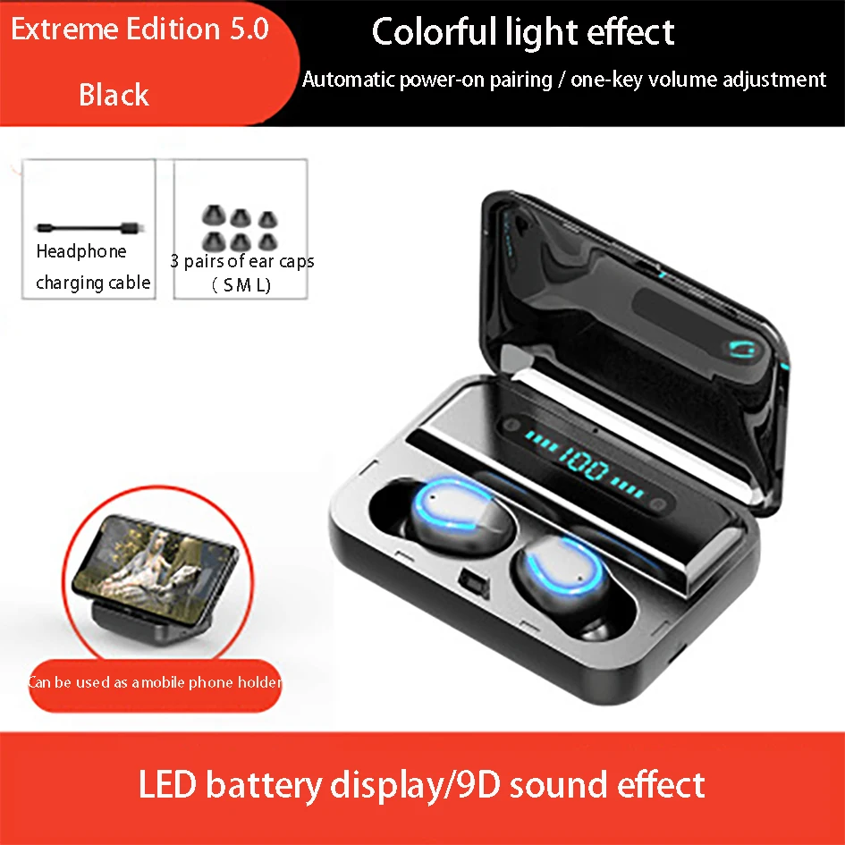 TWSF9 беспроводной bluetooth 5 0 LED водонепроницаемый мини спортивный HIFI подходит для Xiaomi