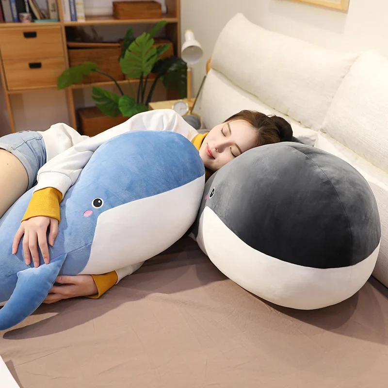 

50~120cm Washable Soft Stuffed Whale Toy Ocean Animal Blue Black Underwater Giant Whale Plushie for Children Birthday Gift