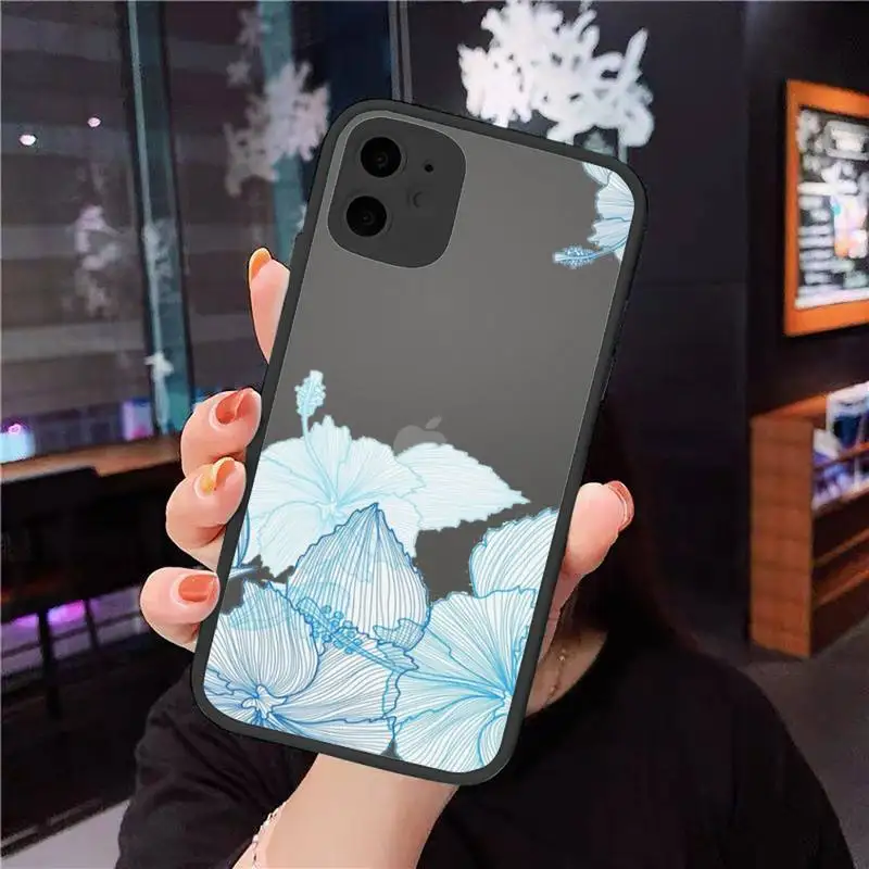 

Watercolor flowers gold leaves Phone Case For iPhone 12 11 Mini Pro XR XS Max 7 8 Plus X Matte transparent cover
