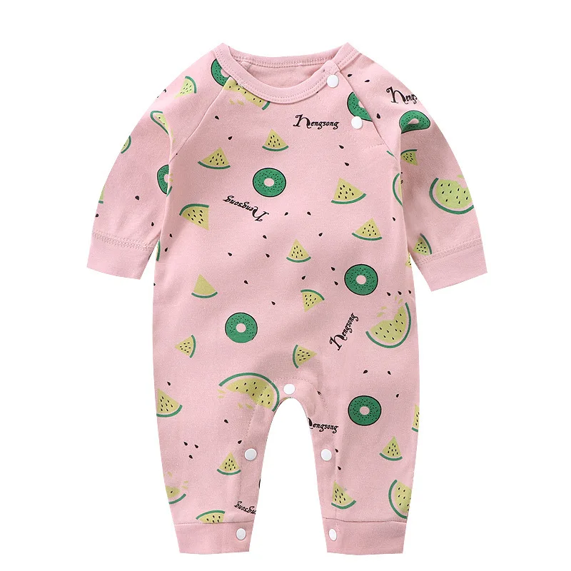

Детский комбинезон, весенне-осенний хлопковый комбинезон, детская одежда с длинным рукавом для новорожденных, комбинезоны для мальчиков и девочек, одежда с фруктовым принтом