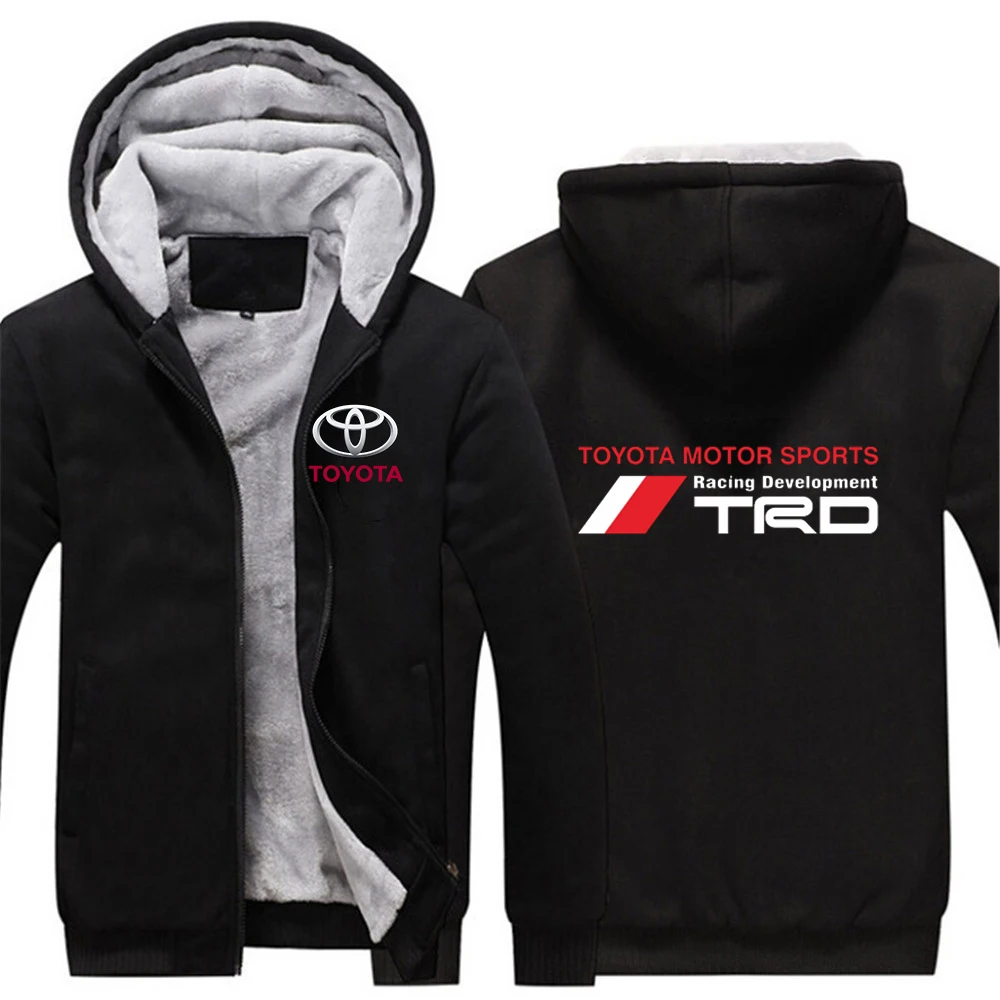 

New Winter Toyota Print Motorsport TRD Car Logo Thicken Jackets Male Hoodies Zipper Sweatshirts Tracksuit Men's College Coats