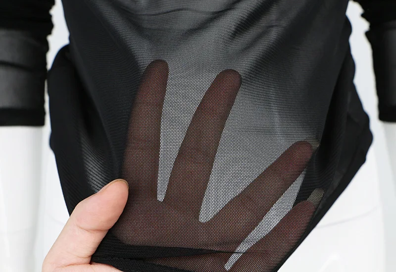 

Women Sexy Tee Tops Summer Mesh Bottoming Tshirt Women's Long Sleeve Sexy & Club Perspective Thin Gauze T shirts