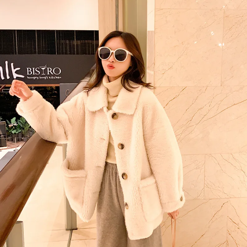 [EWQ] милое зимнее пальто с длинным рукавом женское корейское отложным воротником