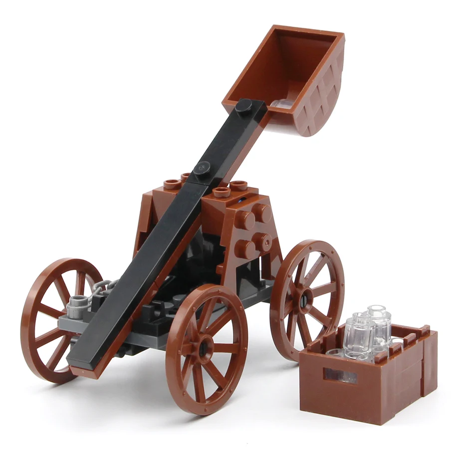 

MOC Medieval Century Catapult Building Blocks Car Box Carriage Chariot Model Bricks DIY Toys Parts Kids
