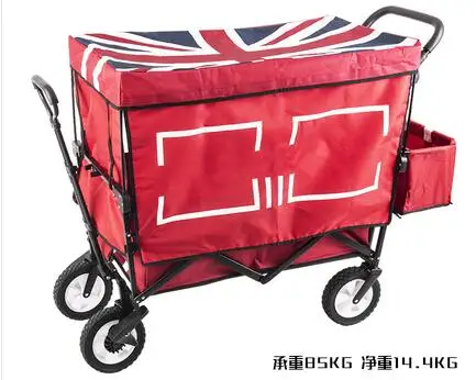 4 Складная детская коляска со съемным навесом, уличная тележка с резиновыми колесами, коляска-двойняшка с регулируемой ручкой для кемпинга и пляжа - Цвет: 4
