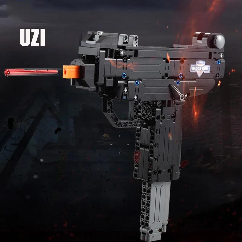 Детские сборные игрушки Военная серия миниатюрный пулемет UZI в любом случае