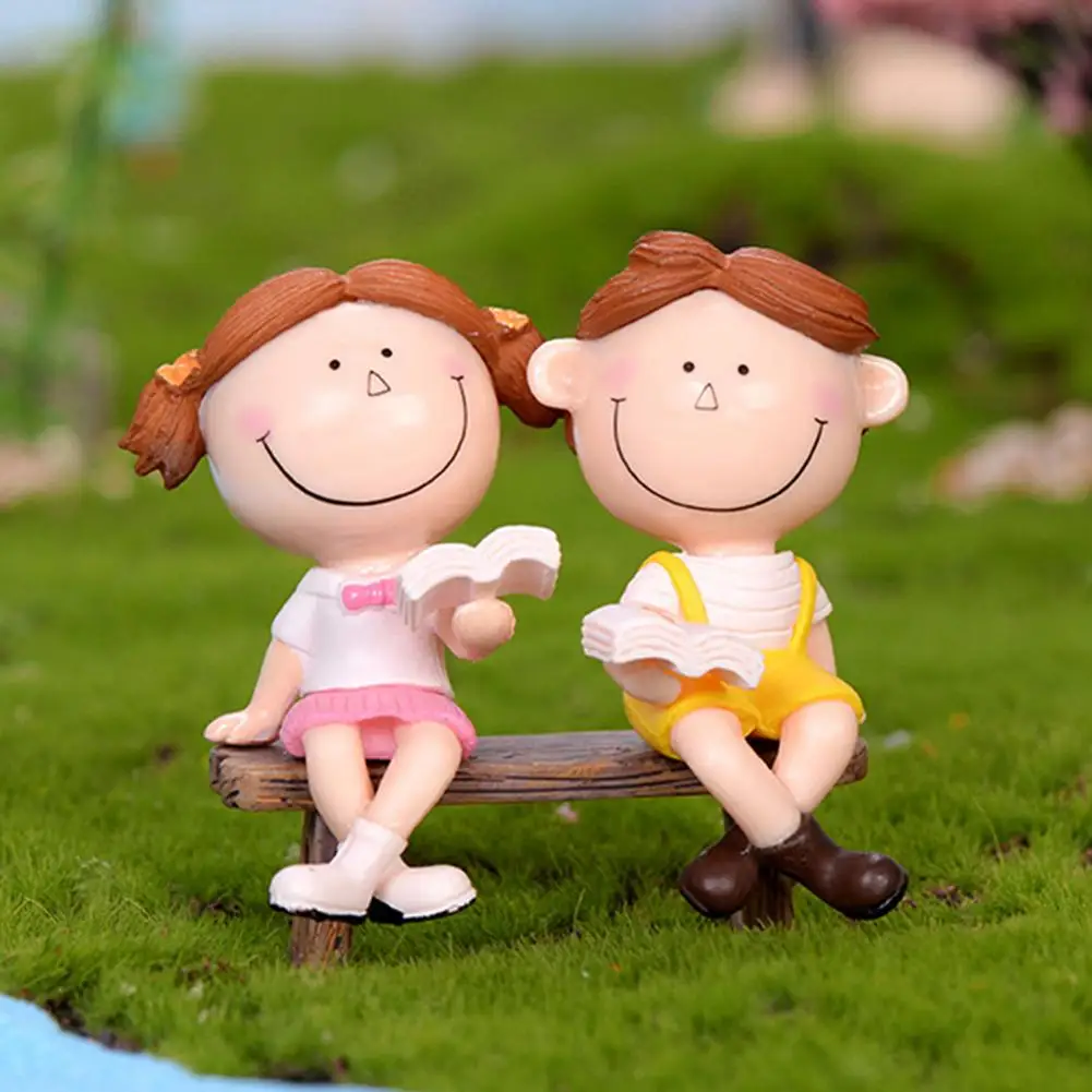 Милая модель для чтения мальчиков и девочек статуэтка мини бонсай сказочный сад