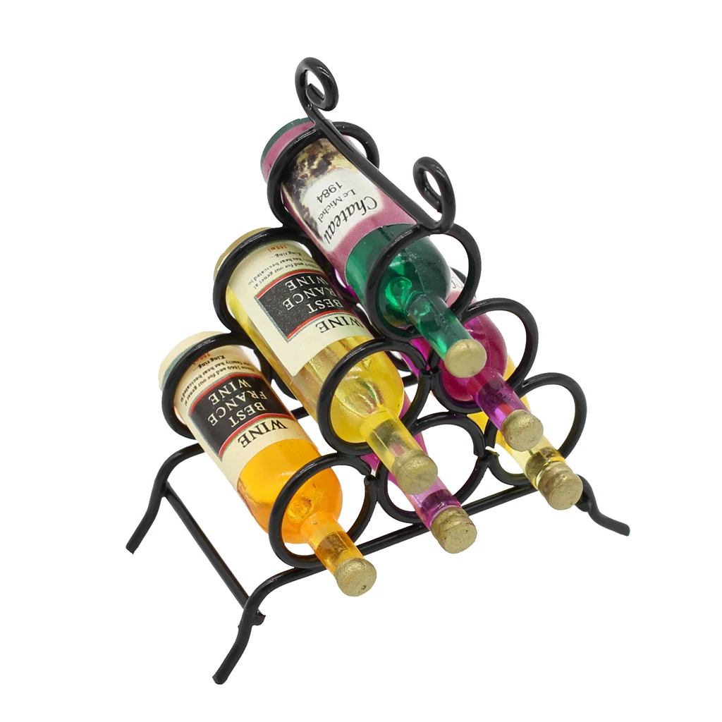 Миниатюрная металлическая Винная стойка и бутылки для вина 1:12 весы набор